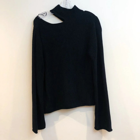 RtA 100% Cotton Langley Black Tight Knit Cut Out High Neck Designer Sweater XS - Picture 8 of 12